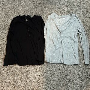 Sonoma Maternity Long Sleeve Ribbed Shirts Large 2 Pack